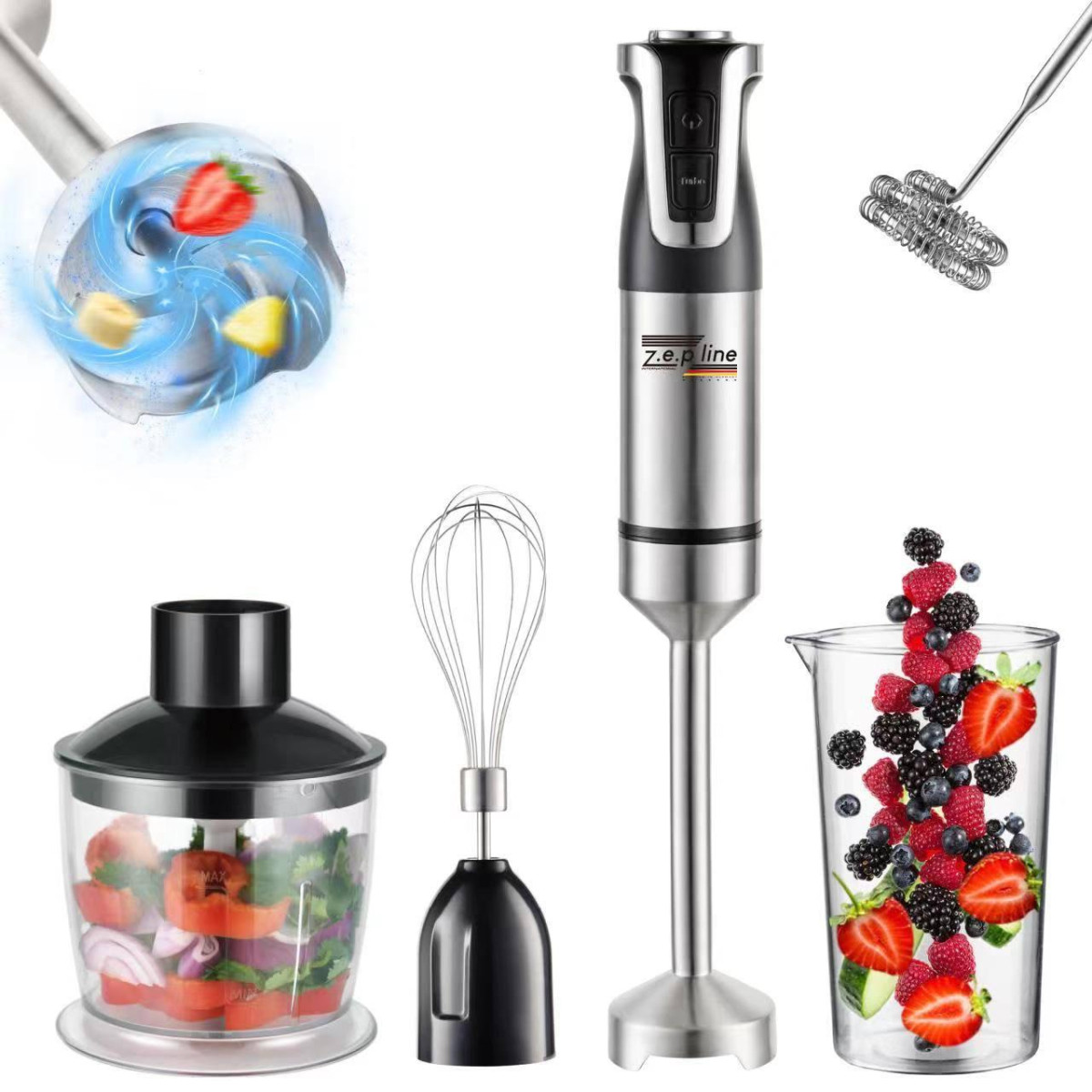 Блендер заглибний 5в1 універсальний Blender Set Volyx VO7319 Чорний