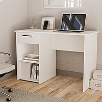 Письменный стол для офиса, стол компьютерный однотумбовый, робочий стол с ящиком, для учебы и компьютера Белый