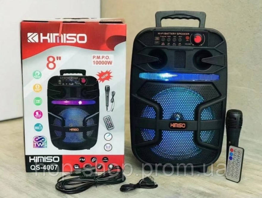 Мощная портативная акустическая система kimiso, Большая Bluetooth колонка-чемодан для музыки с микрофоном - фото 6 - id-p2182661881