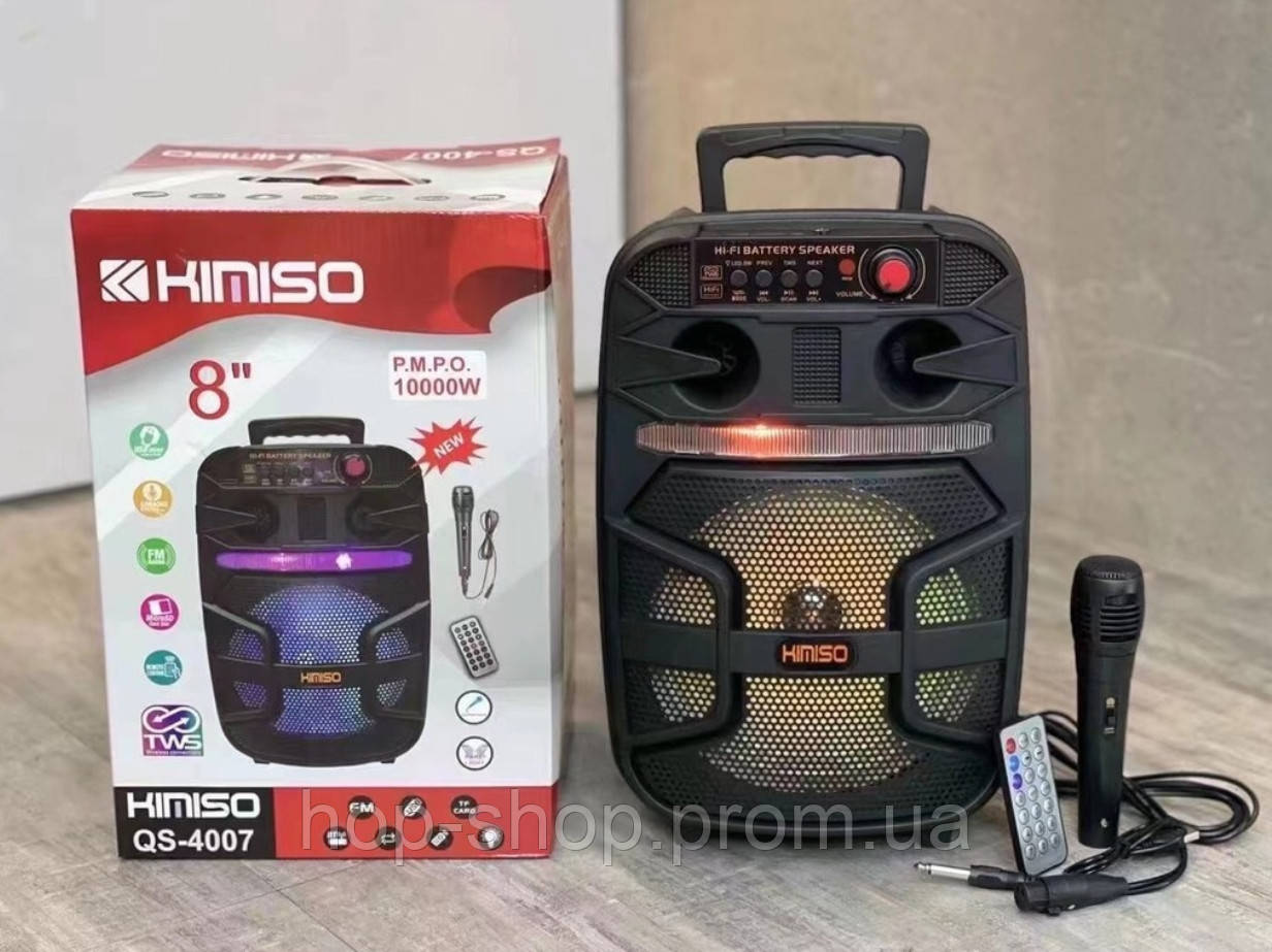 Мощная портативная акустическая система kimiso, Большая Bluetooth колонка-чемодан для музыки с микрофоном - фото 1 - id-p2182661881