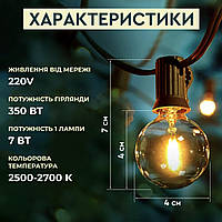 Lugi Гірлянда вулична в стилі ретро світлодіодна G20 на 10 LED ламп довжиною 5 метрів