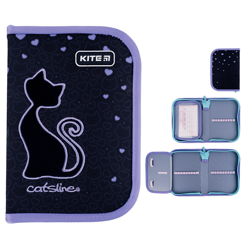 Пенал без наповнення Kite Catsline K24-621-3, 1 відділення, 1 відворот, фото 1