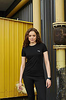 Женская однотонная футболка прямого кроя Puma, базовая футболочка для женщин цвета в ассортименте Черный, S