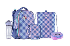 Шкільний набір Kite Purple Chequer (рюкзак+пенал+сумка+ланчбокс+пляшка) SET_K24-531M-2