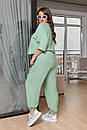 Жіночий лляний фісташковий костюм брючний великі розміри, фото 6