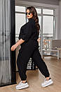 Жіночий лляний чорний костюм брючний великі розміри, фото 6