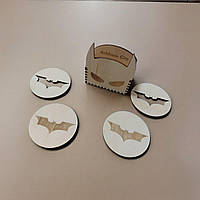 Подставки под чашку Batman набор костеров 4 шт Круглая подставка под чашку Белый