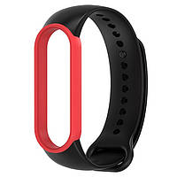 Ремешок MiJobs Double Color для Xiaomi Mi Band 5 6 Black Red HH, код: 6499526