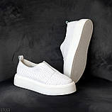 Білі сліпони шкіряні з перфорацією натуральна шкіра сучасний дизайн взуття жіноче, фото 2