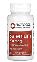 Protocol for Life Balance, Selenium, селен, 200 мкг, 90 растительных капсул