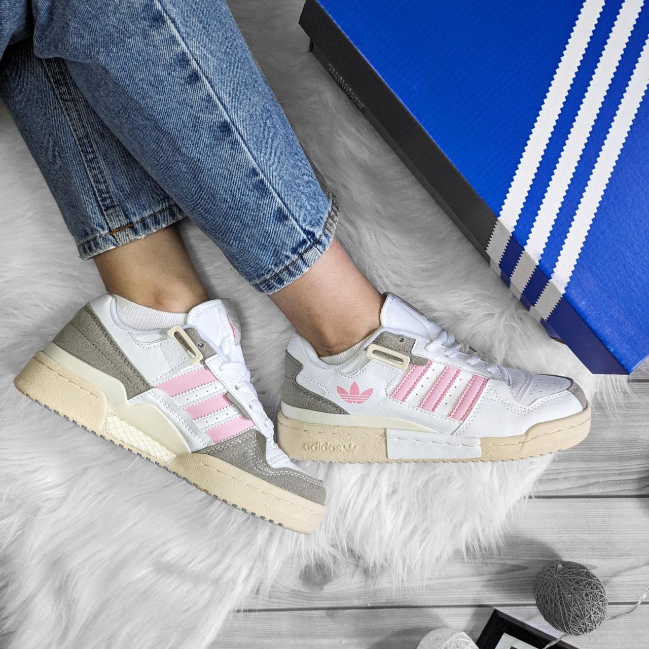 Новинка! Женские кроссовки Adidas Forum '84 Low White Pink белые с розовым - фото 7 - id-p2182702971