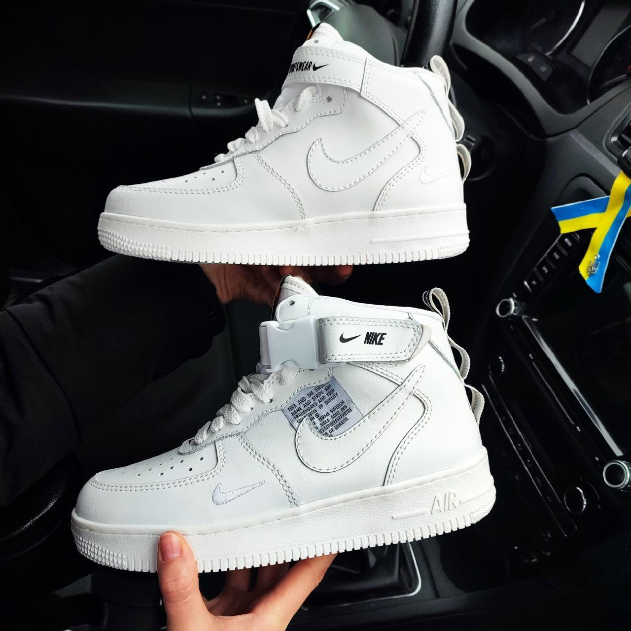 Новинка! Зимние женские кроссовки Nike Air Force 1 Mid 07 White белые - фото 3 - id-p2182702973