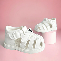 Детские босоножки белые нарядные закрытые сандалии, летняя обувь легкие для девочек в размере 18-23