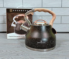 Чайник зі свистком з нержавіючої сталі 3 л Edenberg EB-8843 | Свистить чайник Чорний