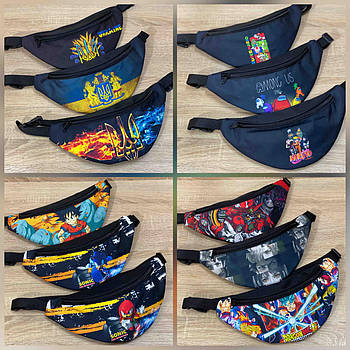 Бананка спортивна на два відділення 30*15 на блискавці з кишенею принт у різних варіантах Panda