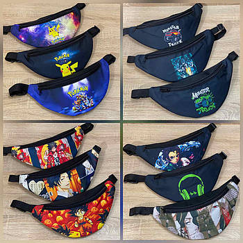 Бананка спортивна на два відділення 30*15 на блискавці з кишенею принт у різних варіантах Panda