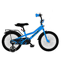 Детский двухколесный велосипед 16 дюймов с звонком и багажником PROF1 PRIME MB 16012-1 Синий