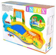 Детский надувной Игровой центр бассейн Intex Динозавры с горкой 249х191х109 см, от 3-х л