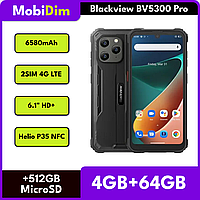 Противоударный смартфон Blackview BV5300 Pro 4/64GB 6 580мАч HD+ Display 4G NFC Android 12 Black
