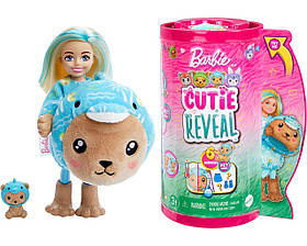 Лялька Барбі Челсі Сюрприз Ведмежа в костюмі дельфіна Barbie Cutie Reveal Chelsea Змінює колір (HRK30)
