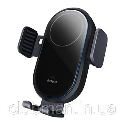 Тримач для мобiльного з БЗП Baseus LightChaser Series Wireless Charging Electric Car Mount 15W Cosmic Black, фото 1