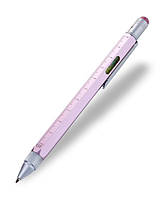 Кулькова багатозадачна ручка Troika Construction зі стілусом; лінійкою; викруткою та рівнем; розовий