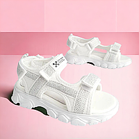 Детские босоножки белые спортивные открытые сандалии, летняя обувь легкие для девочек в размере 32-34