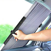 (150х70см) Шторка солнцезащитная, светоотражающая на лобовое стекло в авто, фольга от солнца выдвижная