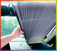 Шторка солнцезащитная светоотражающая на лобовое стекло в авто, фольга от солнца выдвижная 150x70 см