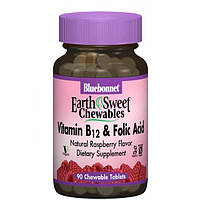 Фолиевая кислота Bluebonnet Nutrition Earth Sweet Chewables Vitamin B12 Folic Acid 90 Chewab GG, код: 7517500
