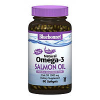 Жир лосося Bluebonnet Nutrition Natural Omega-3 Salmon Oil 1000 mg 90 Softgels GG, код: 7517518