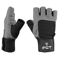 Перчатки атлетические FGT, кожа, размер 2ХЛ, цвет серо-черные