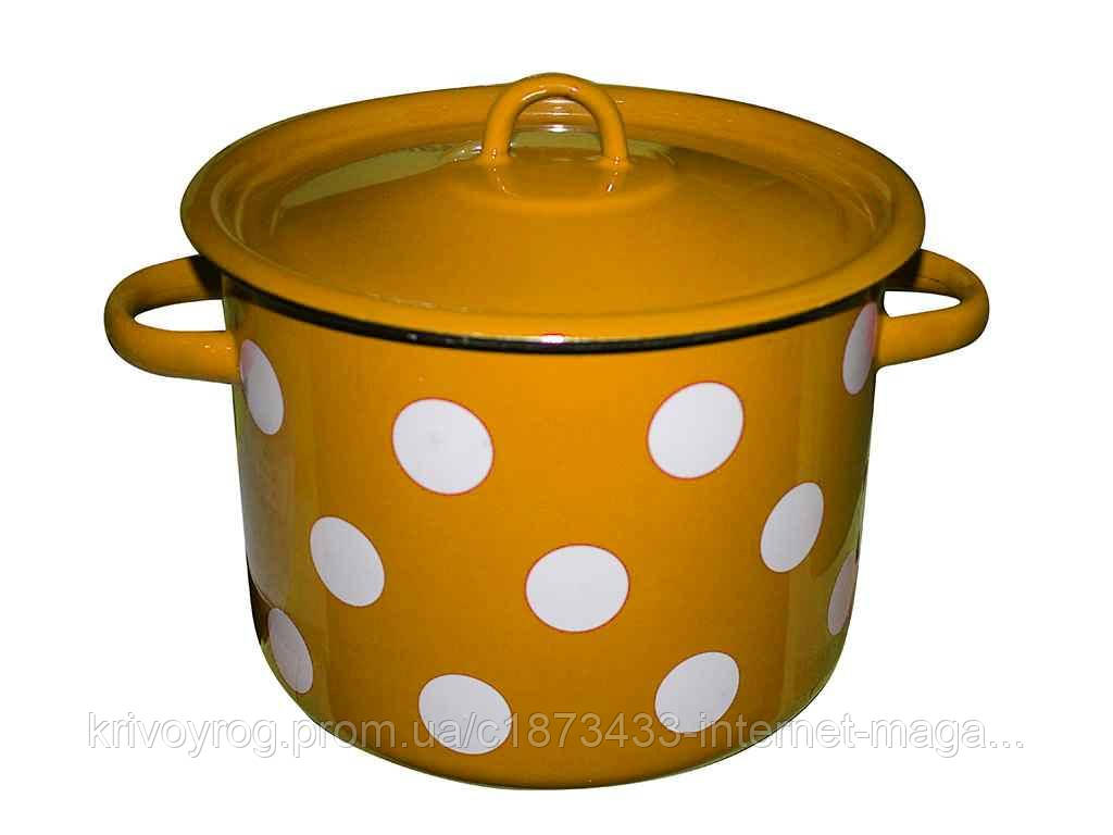 Каструля ем. 2л /4 циліндрична з полою ручкою на кришці Білий горох (гірчична) I16101/4 ТМ IDILIA, фото 1