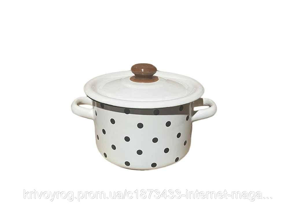Каструля ем. 2л /4 циліндрична Чорні перли (молочна) (I1610/4) ТМ IDILIA, фото 1