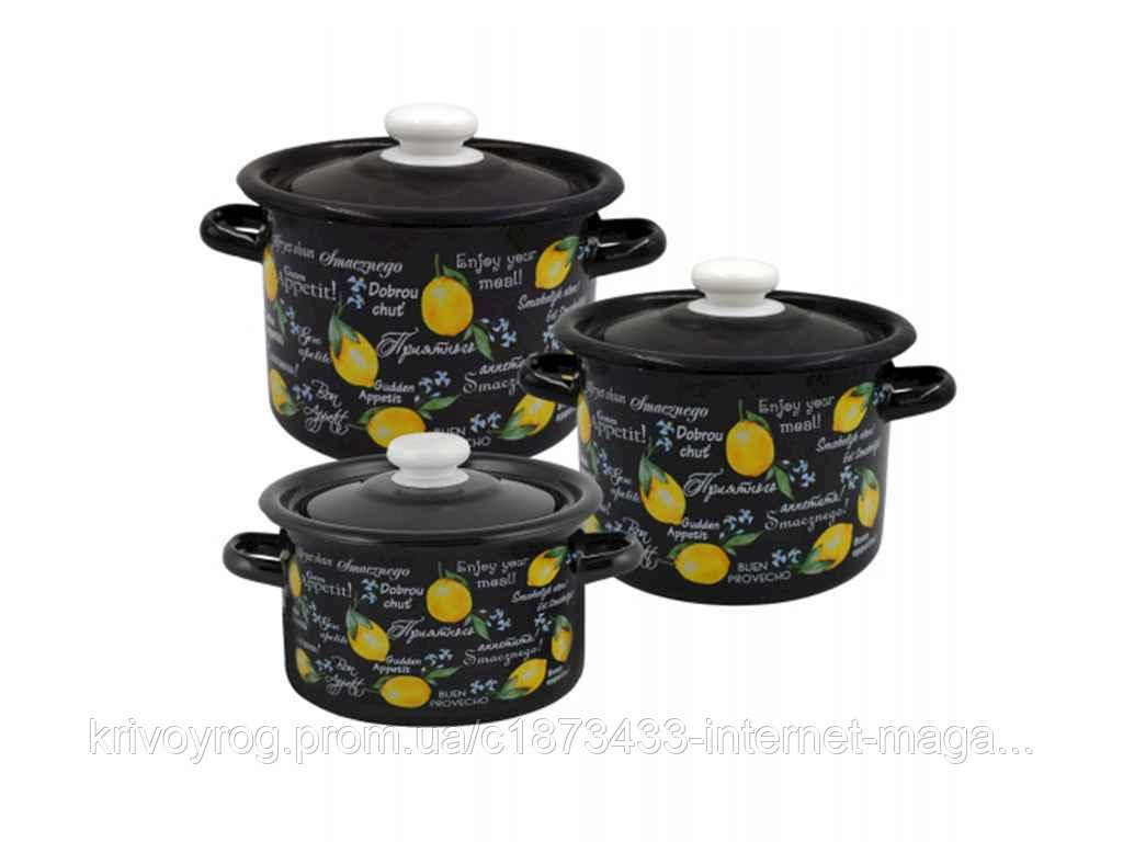 Набір посуду 3 предм. №274 Фреш -лимон (чорний) ТМ IDILIA, фото 1