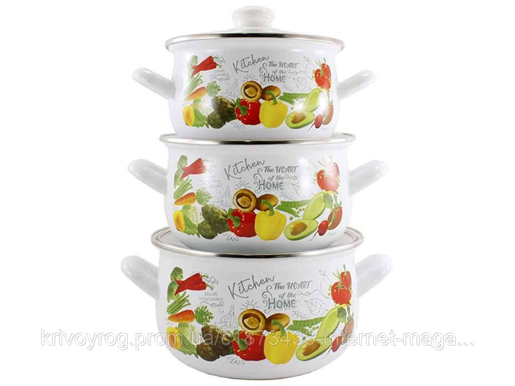 Набір ем. посуду 3-пр. кришки скло, Свіжі овочі арт.Т4197-А ТМ INTEROS, фото 1