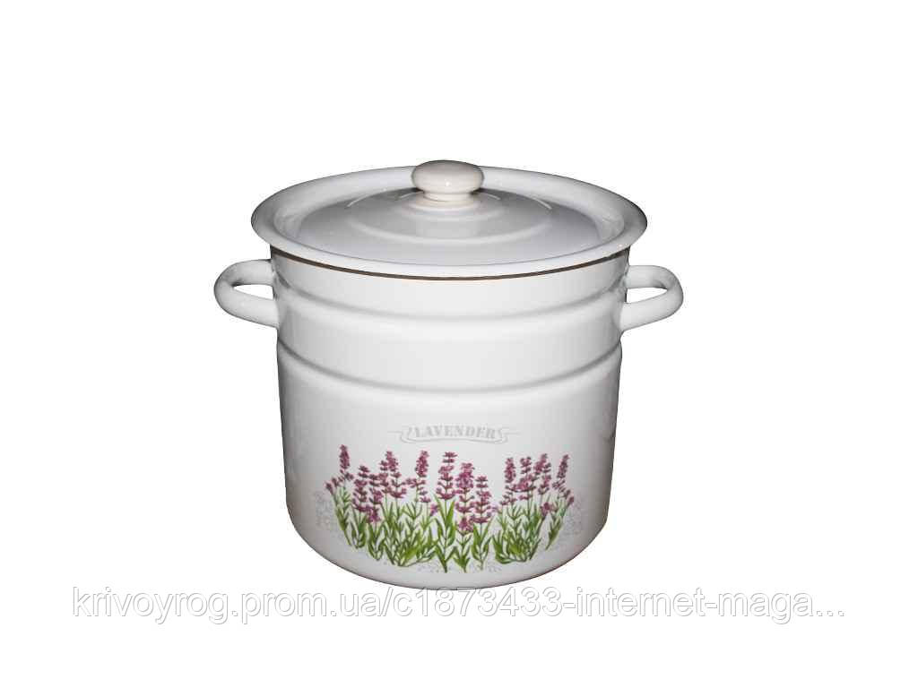Каструля ем. 12л /2 циліндрична Лаванда (біла) (I1624/2) ТМ IDILIA, фото 1