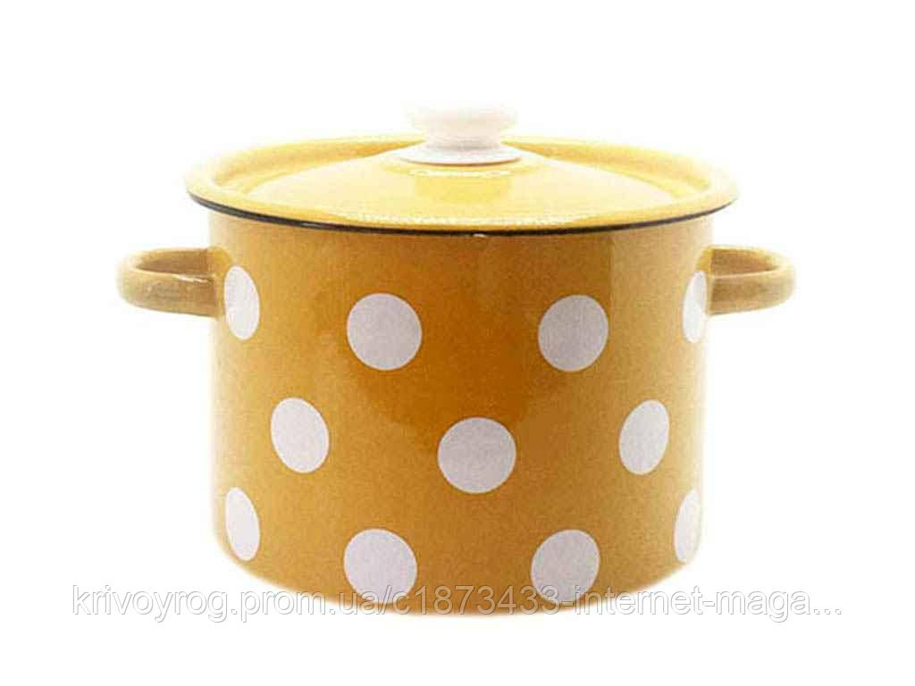 Каструля ем. 4,5л /4 циліндрична Білий горох (гірчичний) (I1615/4) ТМ IDILIA, фото 1