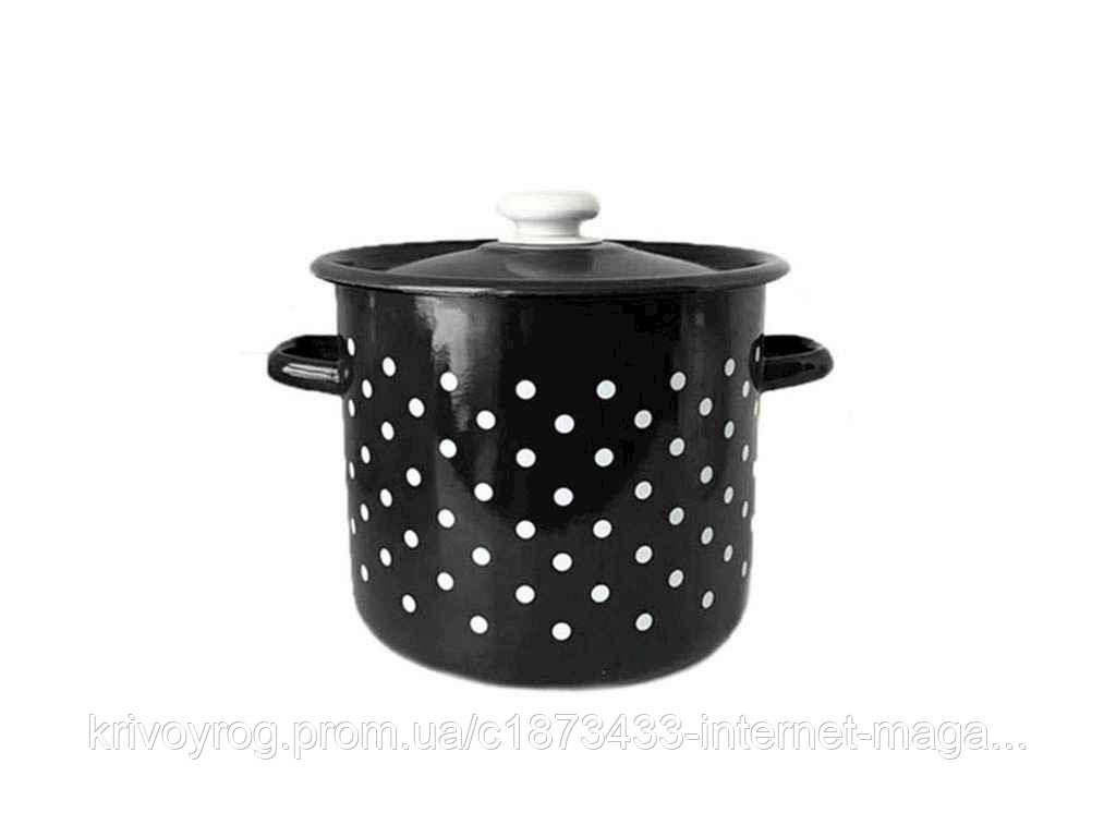 Каструля ем. 7л /4 циліндрична Чорна полька (I1620/4) ТМ IDILIA, фото 1