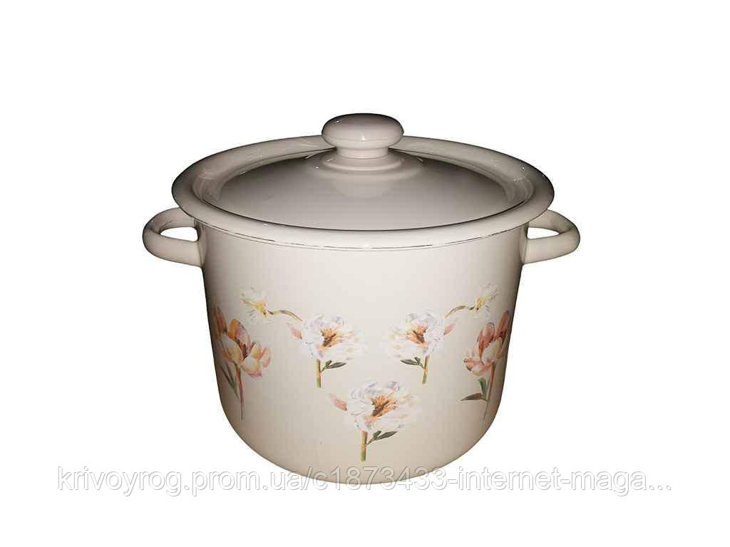 Каструля ем. 5,5л /2 циліндрична Квіткова фантазія (молочная) I1617/2 ТМ IDILIA, фото 1