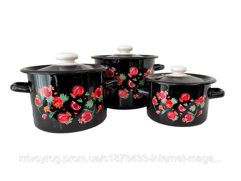 Набір посуду 3 предм. I274 Гранат (чорна) ТМ IDILIA, фото 1