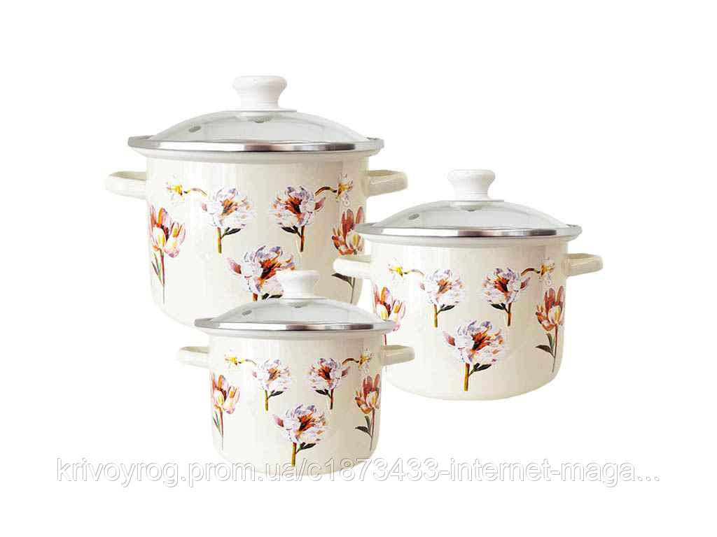 Набір посуду 3 предм. I752 Квіткова фантазія (молочная) ТМ IDILIA, фото 1