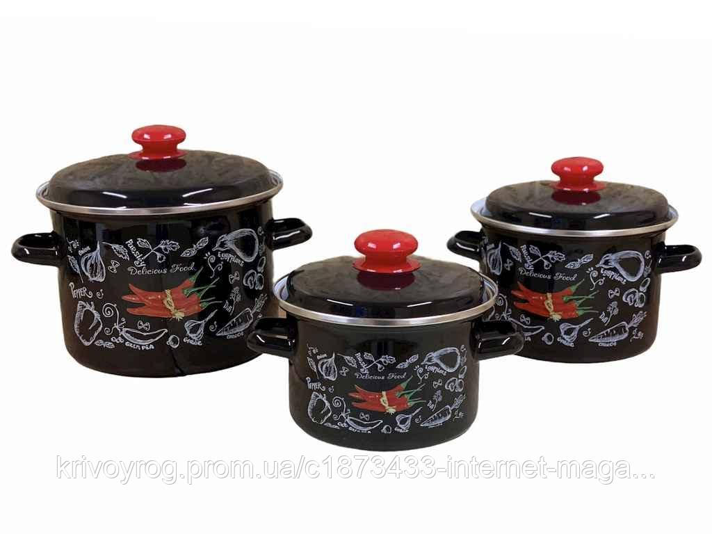 Набір посуду 3 предм. I734 Спайсі (чорна) ТМ IDILIA, фото 1