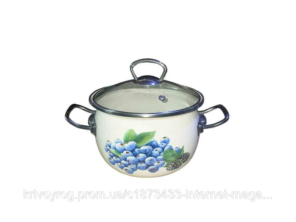 Каструля ем. 2,5л сферична з н/ж фурнітурою та скляною кришкою Лохина (молочна) I819114 ТМ IDILIA, фото 1