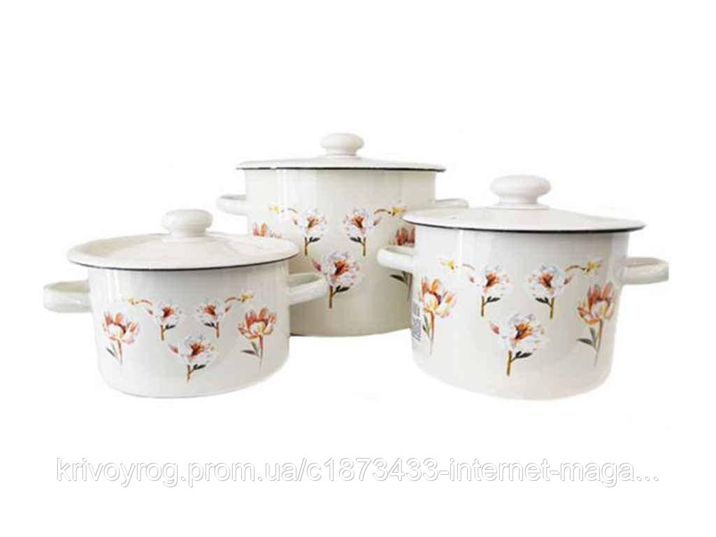 Набір посуду 3 предм. Набір I262 Квіткова фантазія (молочная) ТМ IDILIA, фото 1