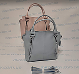 Жіноча сумка з натуральної шкіри блакітна, фото 6