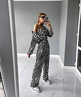 Жіночий стильний костюм софт в принт зебра