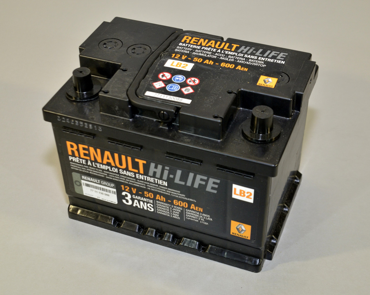 Акумулятор LB2 50AH (пусковий струм - 600A) 242*175*175 - Renault (Оригінал) - 7711130088