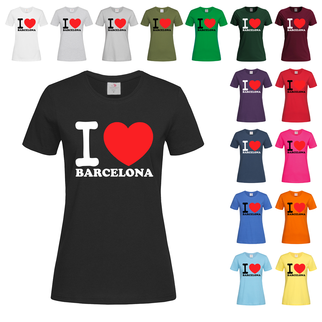 Чорна жіноча футболка I love Barcelona (25-16-1)