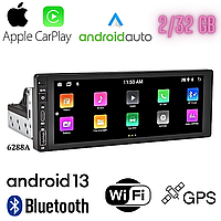 1din Автомагнитола магнитола автомобильная 6288A Android 13, 2/32Gb, GPS WiFi Bluetooth CarPlay AndroidAuto